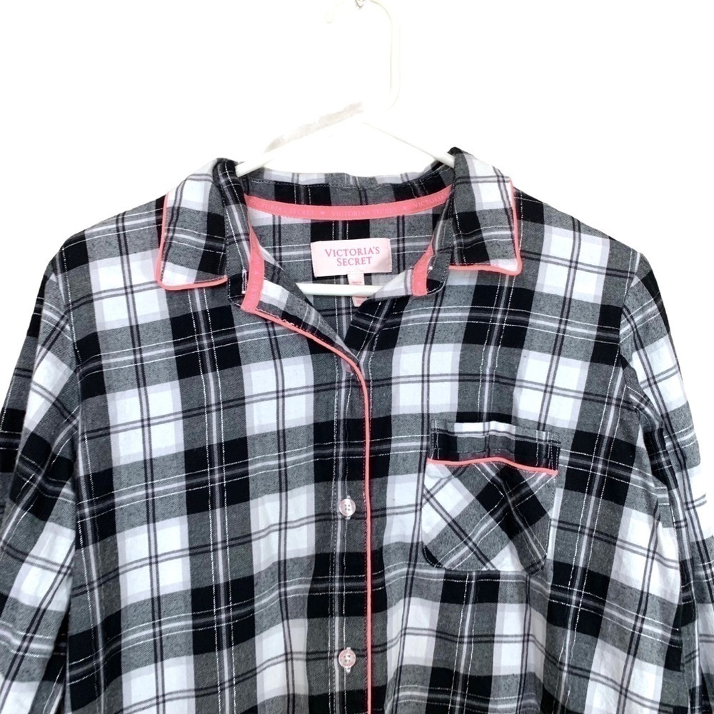 Victoria’s Secret Black White Plaid Sleep Shirt Size Medium - Picture 5 of 17